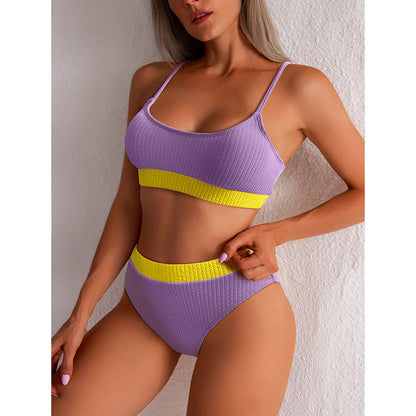 High Waist Bikini Swimwear Women Swimsuit New Push Up Biquini Ribbed Bathing Suit Women Sexy High Cut Bikinis Set - NOMAN STORE LLC