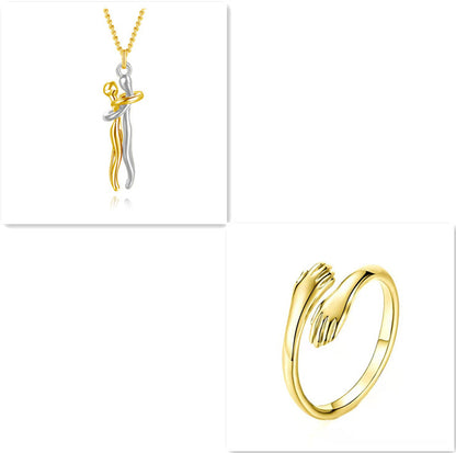 Love Hug Necklace Unisex Men Women Couple Jewelry Simple Temperament Clavicle Chain Valentines Day Lover Gift - NOMAN STORE LLC
