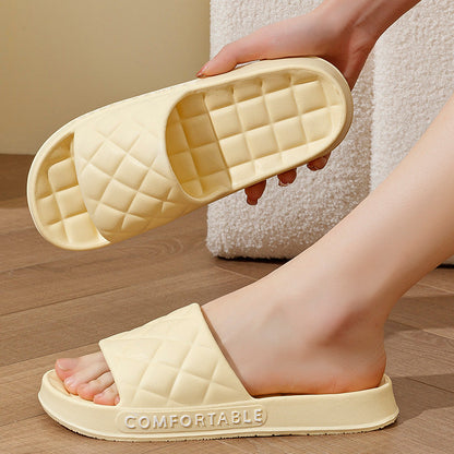 Men's Home Slippers With Plaid Design Soft-soled Silent Indoor Floor Bathing Slippers Women House Shoes Summer - NOMAN STORE LLC