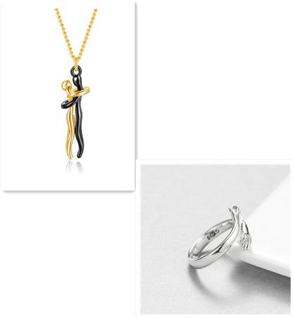 Love Hug Necklace Unisex Men Women Couple Jewelry Simple Temperament Clavicle Chain Valentines Day Lover Gift - NOMAN STORE LLC