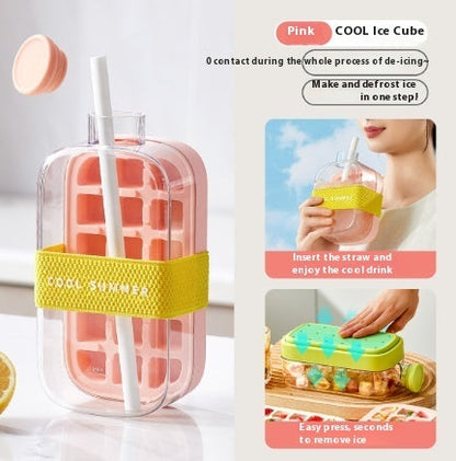 One-Click Molding Cooling Cup,Instant Ice Maker,Zero-Contact Design,Straw Included,Curling Mold,Portable & Stylish Chilled Drink - NOMAN STORE LLC