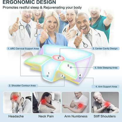 Memory Foam Cervical Pillow, 2 In 1 Ergonomic Contour Orthopedic Pillow For Neck Pain, Contoured Support Pillows,Neck Pillow - NOMAN STORE LLC