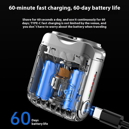 Portable Rotary Dual Ring Electric Shaver Men Travel Mini Shaver Double Floating Magnetic Blade Head Rechargeable Pocket Razors - NOMAN STORE LLC