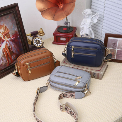 Ladies' Small Square Bag Two-tone Leather Crossbody Bag Large-capacity PU Crossbody Wallet Multi-functional For Women's Bag - NOMAN STORE LLC
