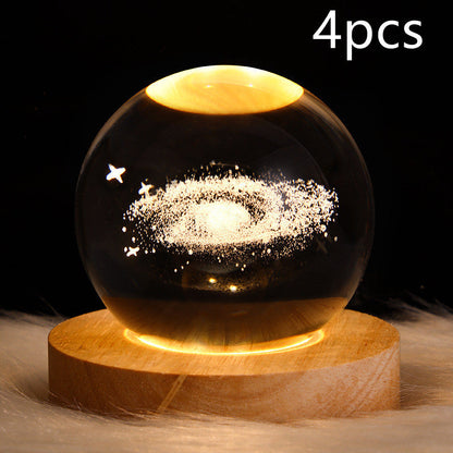 LED Night Light Galaxy Crystal Ball Table Lamp 3D Planet Moon Lamp Bedroom Home Decor For Kids Party Children Birthday Gifts - NOMAN STORE LLC