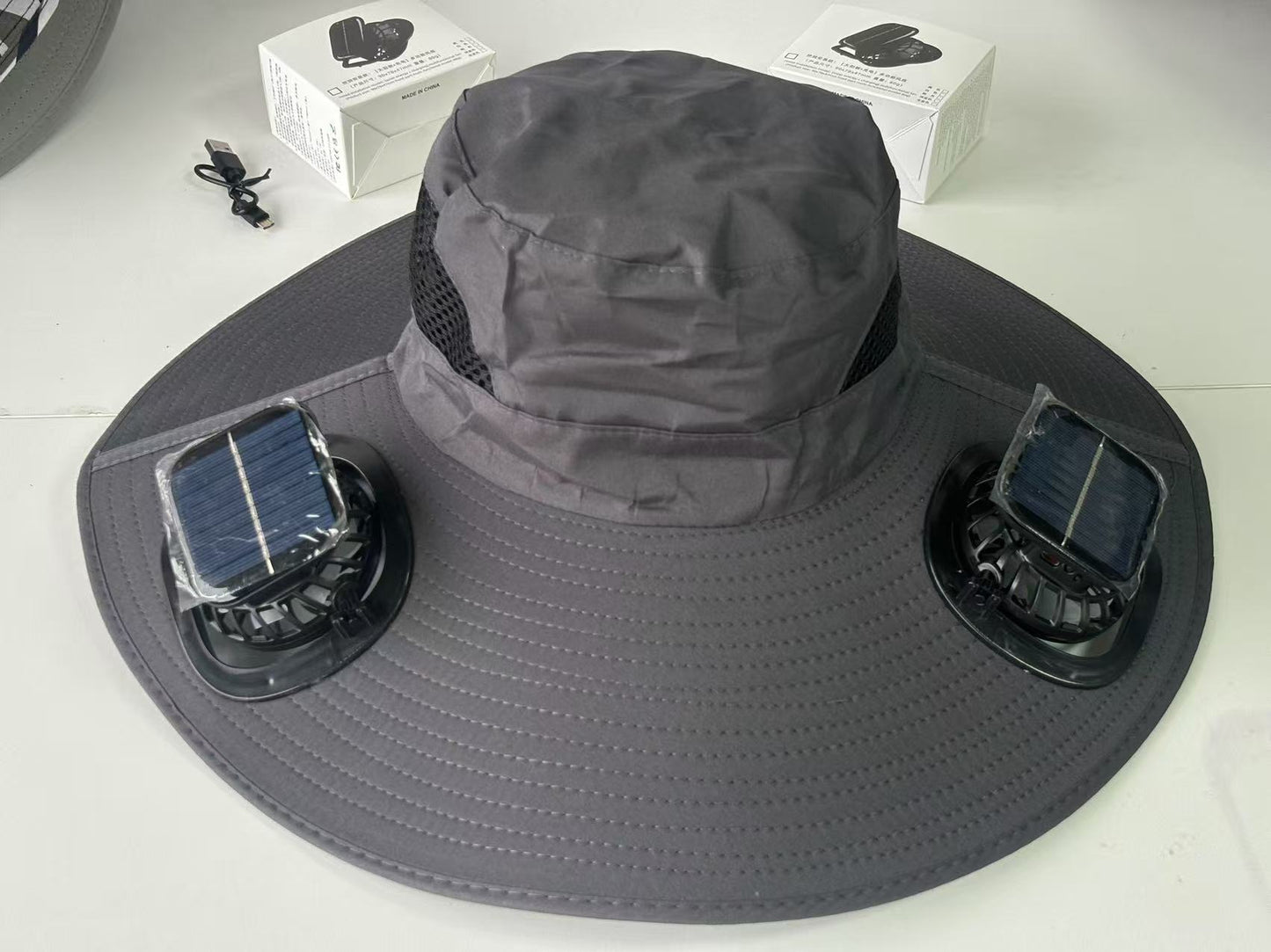 Solar USB Fan Hat with Dual Cooling and Sun Protection - Noman Store LLC