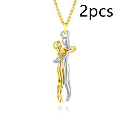 Love Hug Necklace Unisex Men Women Couple Jewelry Simple Temperament Clavicle Chain Valentines Day Lover Gift - NOMAN STORE LLC