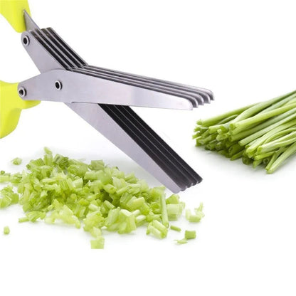 Multifunctional Multi-layer Green Onion Scissors Stainless Steel Onion Cutting Knife Herb Seaweed Spice Scissors Kitchen Scissor Kitchen Gadgets - NOMAN STORE LLC