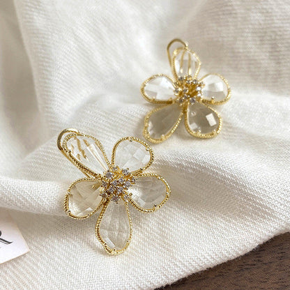Women's European And American Exaggerated Crystal Flower Earrings - NOMAN STORE LLC