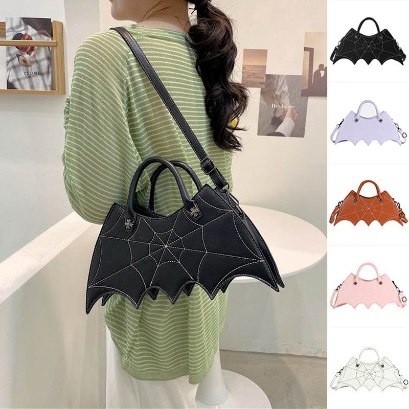 Halloween Spider Web Shoulder Bag – Batgirl-Inspired PU Crossbody Handbag