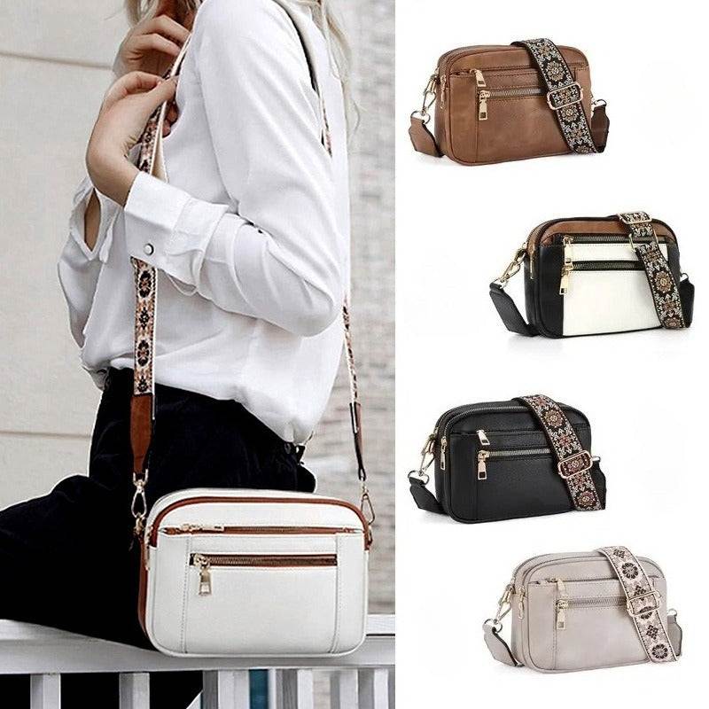Ladies' Two-Tone Leather Crossbody Bag | Large-Capacity PU Wallet Multi-functional for Women