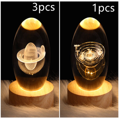 LED Night Light Galaxy Crystal Ball Table Lamp 3D Planet Moon Lamp Bedroom Home Decor For Kids Party Children Birthday Gifts - NOMAN STORE LLC