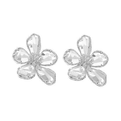 Women's European And American Exaggerated Crystal Flower Earrings - NOMAN STORE LLC