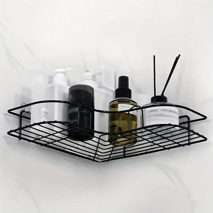 1pc Wall Mounted Bathroom Shelf, Shower Caddy Rack, No Punching Triangle Storage Rack For Bathroom Kitchen, Bathroom Accessories - Noman Store LLC