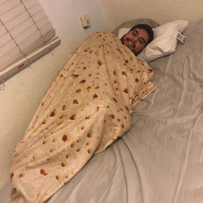 Super Soft Warm Flannel Burrito Blankets 280Gsm Round Shape Airplane Travel Throw Coral Fleece Tortilla Nap Wrap Blankets - NOMAN STORE LLC