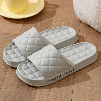 Men's Home Slippers With Plaid Design Soft-soled Silent Indoor Floor Bathing Slippers Women House Shoes Summer - NOMAN STORE LLC