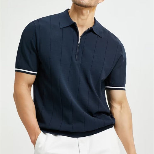 Fashion Short-sleeved Polo Shirt Summer Lapel Zipper T-shirt Tops Mens Clothing - NOMAN STORE LLC