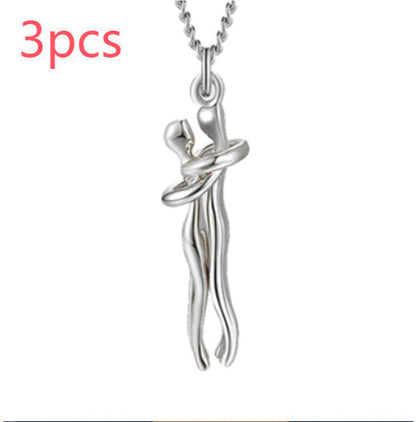 Love Hug Necklace Unisex Men Women Couple Jewelry Simple Temperament Clavicle Chain Valentines Day Lover Gift - NOMAN STORE LLC