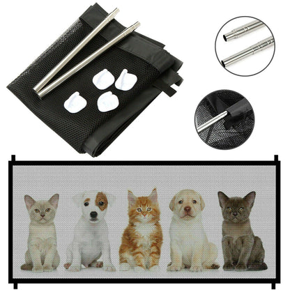 Pets Dog Cat Baby Safety Gate Mesh Fence Magic Portable Guard Net Stairs Doors - NOMAN STORE LLC