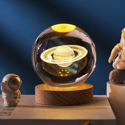 Luminous Starry Sky And Planets Moon Moon Crystal Ball Small Night Lamp Projection Ambience Light Creative Gift New Strange Gift - NOMAN STORE LLC