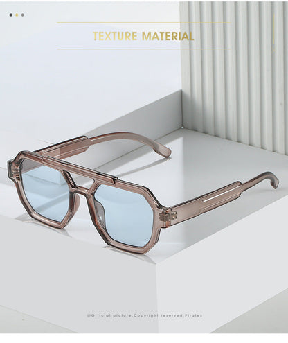 Polygon Double Beam Sunglasses Pilot Sunshade Sunglasses - NOMAN STORE LLC