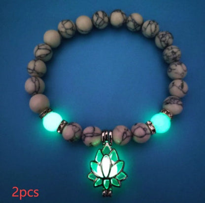 Energy Luminous Lotus Natural Stone Bracelet Yoga Healing Luminous Glow In The Dark Charm Beads Bracelet For Men Women Prayer Buddhism - NOMAN STORE LLC