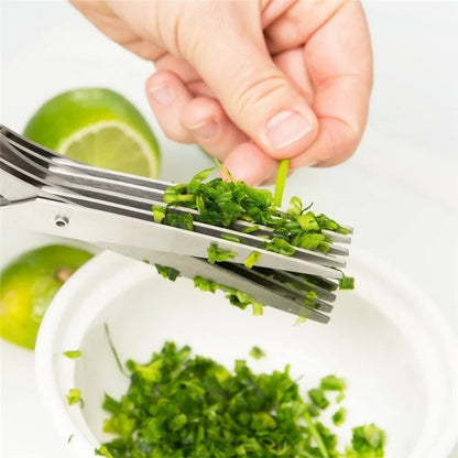 Multifunctional Multi-layer Green Onion Scissors Stainless Steel Onion Cutting Knife Herb Seaweed Spice Scissors Kitchen Scissor Kitchen Gadgets - NOMAN STORE LLC