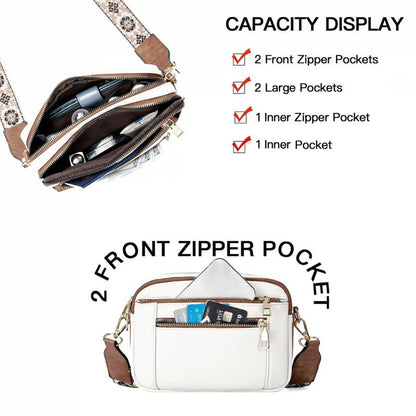 Ladies' Small Square Bag Two-tone Leather Crossbody Bag Large-capacity PU Crossbody Wallet Multi-functional For Women's Bag - NOMAN STORE LLC