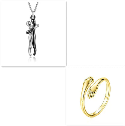 Love Hug Necklace Unisex Men Women Couple Jewelry Simple Temperament Clavicle Chain Valentines Day Lover Gift - NOMAN STORE LLC