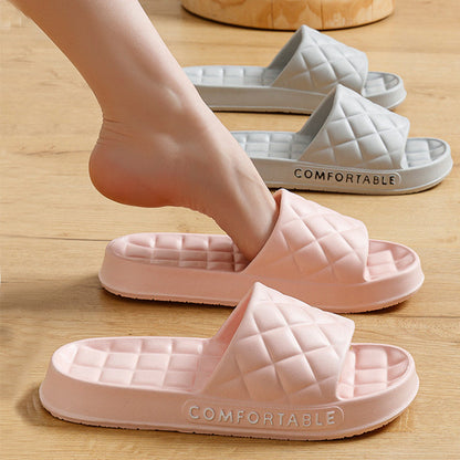 Men's Home Slippers With Plaid Design Soft-soled Silent Indoor Floor Bathing Slippers Women House Shoes Summer - NOMAN STORE LLC
