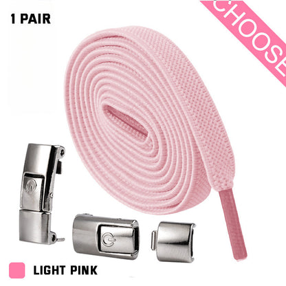 Press Lock Shoelaces Without Ties Elastic Laces Sneaker 8MM Widened Flat No Tie Shoe Laces Kids Shoelace For Shoes - NOMAN STORE LLC
