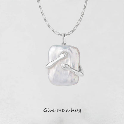 Unique Square Baroque Pearl Couple Pendant Necklace Valentines Day Lover Gift Party Jewelry - NOMAN STORE LLC