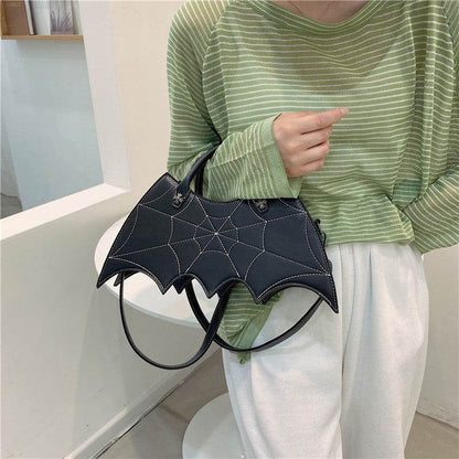 Halloween Spider Web Shoulder Bag – Batgirl-Inspired PU Crossbody Handbag - Noman Store LLC