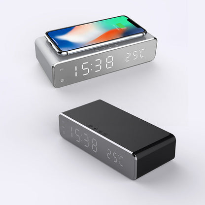 LED Electric Alarm Clock With Wireless Charger Desktop Digital Despertador Thermometer Clock HD Mirror Clock Watch Table Decor - NOMAN STORE LLC