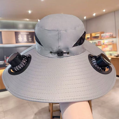 Solar USB Fan Hat with Dual Cooling and Sun Protection - Noman Store LLC