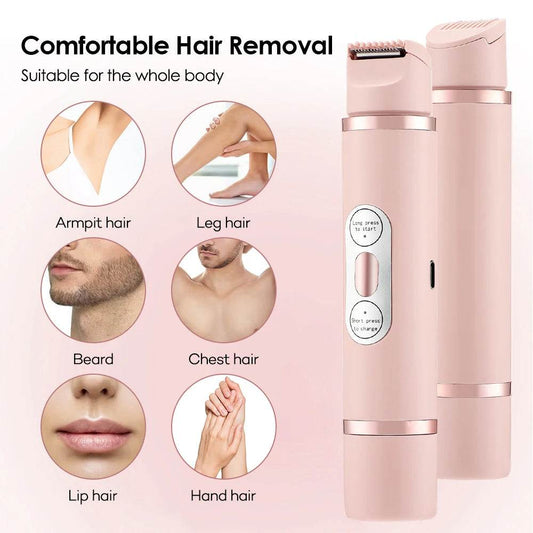 Dual-Head Electric Shaver Painless Women's Epilator Bikini Hair Removal Device Automatic Hair Trimmer Underarm Facial Lips Leg - Noman Store LLC