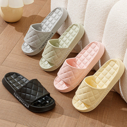 Men's Home Slippers With Plaid Design Soft-soled Silent Indoor Floor Bathing Slippers Women House Shoes Summer - NOMAN STORE LLC