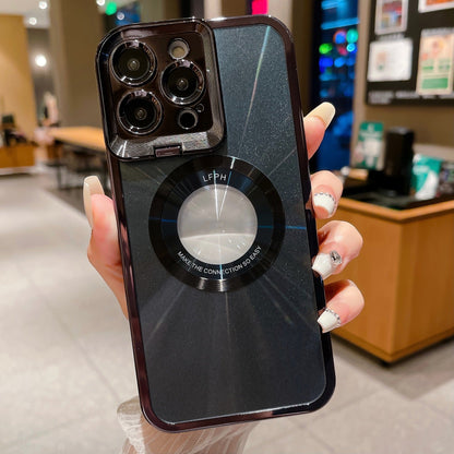 Electroplated Phone Case Luxury Plating CD Pattern Magsafe Bracket Case For  12 13 14 Pro Max Invisible Camera Stand Holder Lens Holder Magnetic Suction - NOMAN STORE LLC