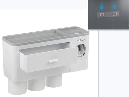 Non-marking Hanging Magnetic Toothbrush Holder Single Drawer Storage Rack With Toothpaste Squeezer Toiletry Set - NOMAN STORE LLC