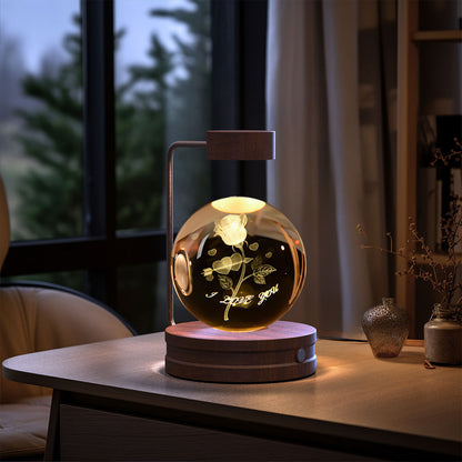Crystal Ball Cosmic Dinosaur Indoor Night Light USB Power Warm Bedside Light Birthday Gift Night Lamp - NOMAN STORE LLC
