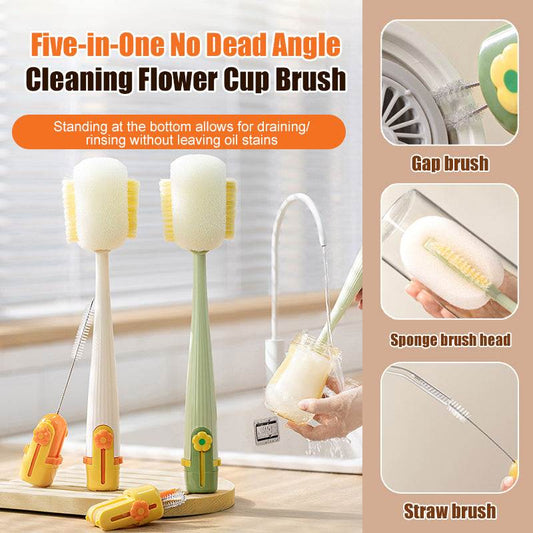 Multi-purpose Five-in-one Cup Washing Device Household Multifunctional Cup Brush Water Cup Insulation Cup Brush Milk Bottle Kitchen Gadgets - Noman Store LLC