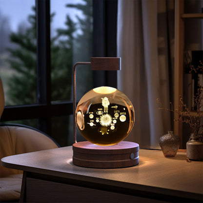 Crystal Ball Cosmic Dinosaur Indoor Night Light USB Power Warm Bedside Light Birthday Gift Night Lamp - NOMAN STORE LLC