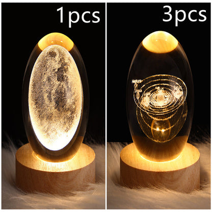 LED Night Light Galaxy Crystal Ball Table Lamp 3D Planet Moon Lamp Bedroom Home Decor For Kids Party Children Birthday Gifts - NOMAN STORE LLC