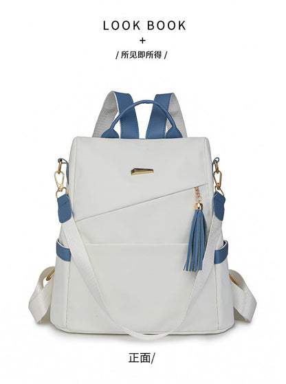 Oxford Cloth Stitching Women'S Backpack Anti-Theft Back Zipper Girls Schoolbag Casual Travel Double Shoulder Backpack - NOMAN STORE LLC