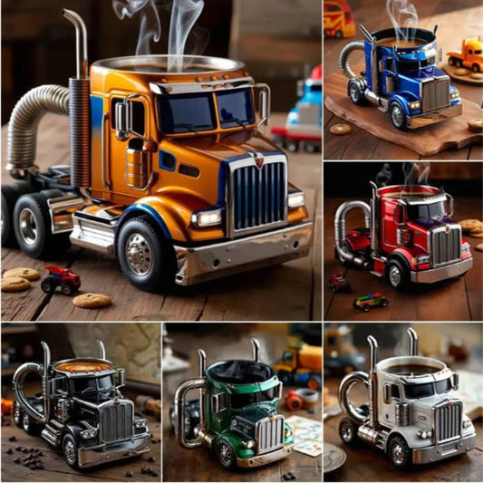 Durable Truck Coffee Mug Semi Truck Handcrafted Coffee Cup Semi-trailer Shaped Semi-Truck Coffee Mugs For Family - NOMAN STORE LLC