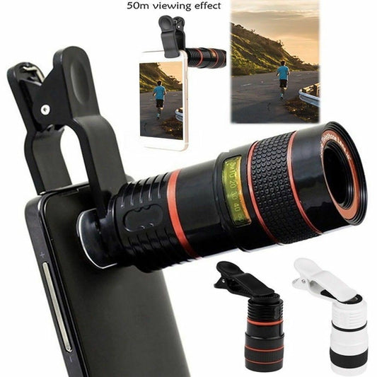 HD 8X Clip On Optical Zoom Telescope Camera Lens For Universal Mobile Cell Phone - NOMAN STORE LLC