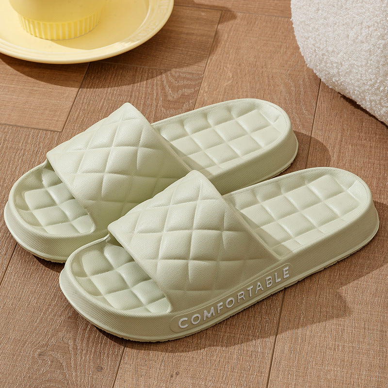 Men's Home Slippers With Plaid Design Soft-soled Silent Indoor Floor Bathing Slippers Women House Shoes Summer - NOMAN STORE LLC