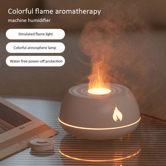 Flame Humidifier Aromatherapy Diffuser 7 Colors Light Home Air Humidifier 130ML USB Room Fragrance Essential Oil Diffuser - Noman Store LLC