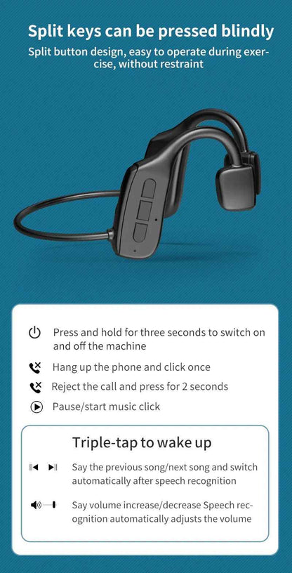 Bone Conduction Headphones Bluetooth 5.1 Wireless Headset Earbuds Outdoor Sport - NOMAN STORE LLC