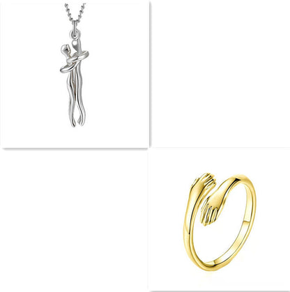 Love Hug Necklace Unisex Men Women Couple Jewelry Simple Temperament Clavicle Chain Valentines Day Lover Gift - NOMAN STORE LLC